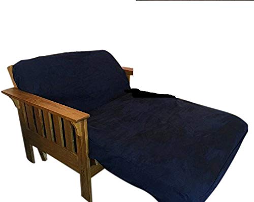 OctoRose Navy, Twin Size 39x75+8" Easy Fit Fitted Futon Cover Bonded Micro-Suede Sofa Daybed Mattress Slipcover | Elastic Backing (Navy, Twin Size)