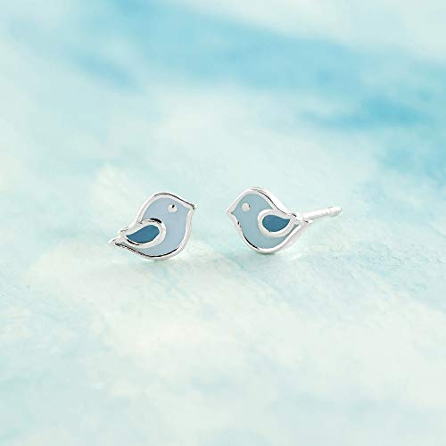 Boma EA 2314LB/DB Jewelry Sterling Silver Blue Bird Stud Earrings With Handpainted Enamel thumb #2