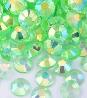Yumekirara 2mm 1000粒 緑 透明 オーロラ効果 ラインストーン 高分子ストーン うちわデコ デコストーン ネイルストーン デコレーションパーツ ダイヤモンドアート (29ライトグリーン, 2mm)