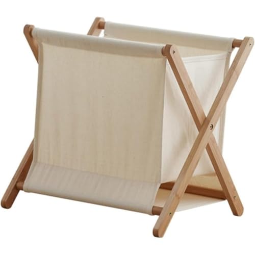 収納バスケット JQEJDKE 折り畳み式洋服かご おしゃれ モダンなランドリー マガジンラック 折りたたみ ボックス 手荷物 荷物置き 布制収納ケース 小物入れ (50*34*56.5cm,ベージュ)