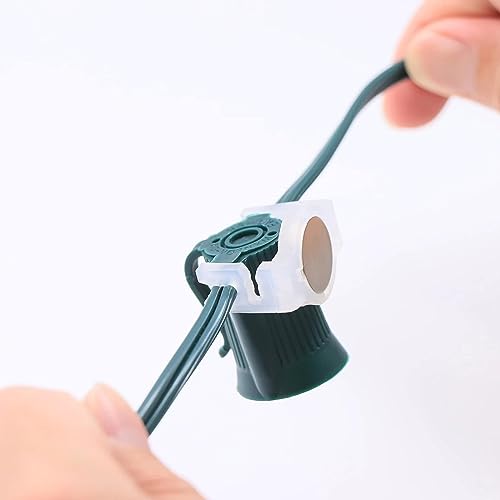 Image of Strong Magnetic Christmas Light Clips,Nickel-Plated Magnet Clips,Hang Hooks for Outdoor Christmas String Light /3m Light /Strip Light /C9 Holiday Lighting Sockets,Box of 50