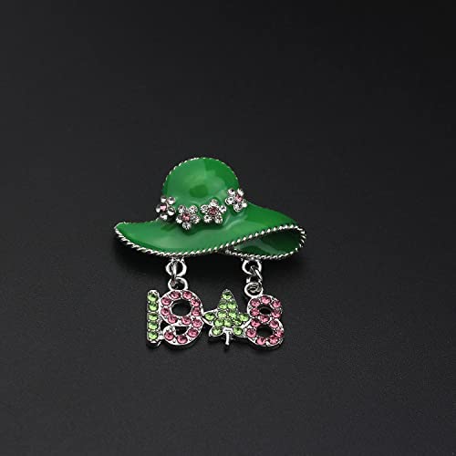 Image of Sorority Paraphernalia Gift Greek Sorority Jewelry Pink and Green Brooch Pin for Women Leaf Pedant Jewelry Sisterhood Graduation Gift