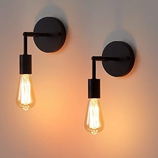 Lightess 2 Pack Wall Lights Industrial Wall Sconce Light Rotary Wall Lamp E27 Base Vintage Wall Lighting Fixture for Bedroom Living Room Kitchen Dining Room Restaurant Edison Wall Lights - Rotatable