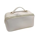 Large Capacity Travel Cosmetic Bag,Multifunctional Storage Makeup Bag for Women,PU Leather Portable