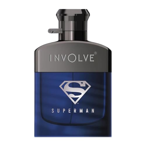 Image of Involve Your Senses Superman Car Perfume Spray with 3 Hanging Cards | DC OFFICIAL MERCHANDISE from Warner Bros | Freshen Up Your Car with Strong Aquatic Notes - WBSPR03-50ml | Car Air Freshener