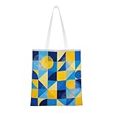 YXLymxDAMAI Purple Vortex - Bolsa de tela reutilizable para mujer, perfecta para ir de compras y uso diario, Geometría amarilla y azul, Talla única