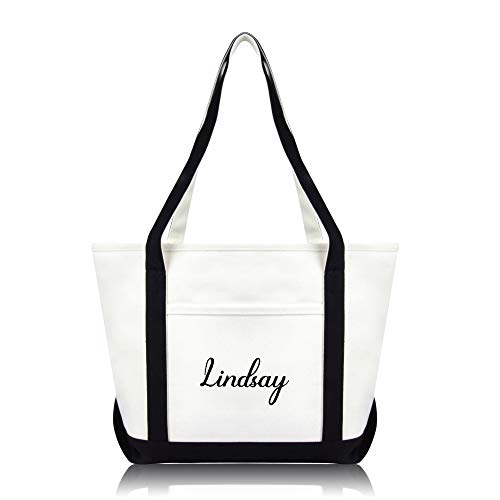 Preisvergleich Produktbild DALIX Damen-Tragetasche, monogrammiert, hochwertig, bestickt, Schwarz (schwarz), Medium