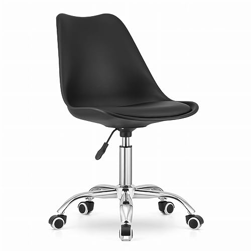 NMK HOME Silla Oficina con Ruedas 360 °  Cadeira Escritorio para Sala de Estudio   Fácil de Montar y Base Cromada