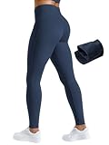 AVGO Invisible Butt Scrunch Fleece Leggings for Women Winter Thermal Warm Yoga Pants High Waisted Workout Hiking Tights(Mineral Blue Fleece, M)