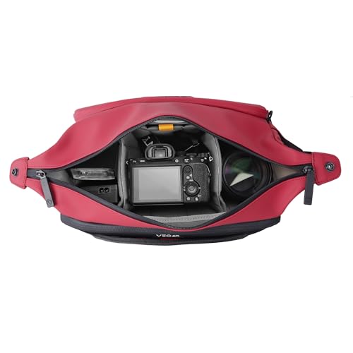 Image of Vanguard VEO Lite S7L Camera & Everyday Shoulder Bag (Red) - Fits Mirrorless Camera + Multiple Lenses, Tablet Storage, Removable Dividers, Easy-Clean Water-Resistant Design