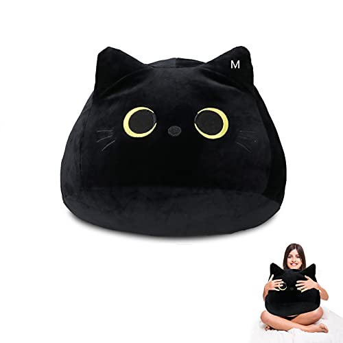 Plush Toy Black Cat, Cat Plush Toy Pillow, Creative Cat Shape Pillow, Cute Cat Plush Toy Gift for Girl Boy Girlfriend (M)