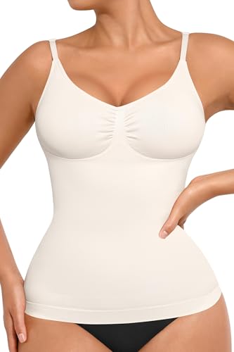 Image of FeelinGirl Womens Tank Top Shapewear Tummy Control Tops Slimming Cami Tank Seamless Compression V Neck Camisole