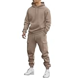 Tuta Uomo Completa - Tuta da Ginnastica Uomo Sportive Running Maniche Lunghe Tute Felpe Casual Felpa da Lavoro Elasticizzati Moda Jogging Invernale con Cappuccio Abbigliamento Cammello XL