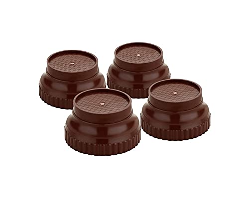 Image of E-COSMOS Refrigerator Stand, Washing Machine Stand, Furniture Base Stand, Fridge Stands for Single Door and Double Door (Pack of 4) (Brown Round Pad)
