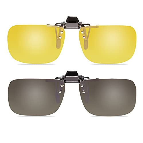 Image of POLARS DESIGN Clip On Flip Up Polarized Len Sunglasses Over Prescription Myopia Eyeglasses