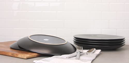10 Strawberry Street Two Tone Coupe 8” Salad Plate Set Of 6, Black/Gray #TOP2