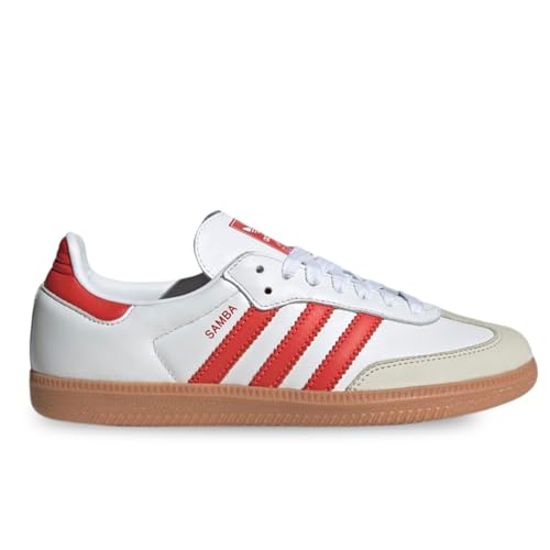 Image of Adidas Samba OG Womens Shoes, Cloud White /Solar Red /Off White, Size 7.5