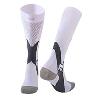 MOANATURA Kompressionsstrümpfe für Damen und Herren, hohe Strumpfhose zum Laufen oder Radfahren mit abgestufter Kompressionstechnologie, lange Sportstrümpfe., weiß, 34-39