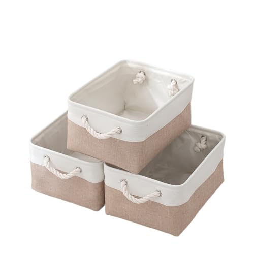 収納バスケット 無臭 巾着袋 持ち手付き 持ち運び便利 おしゃれ収納ボックス ランドリーバスケット 収納バスケット 布製 洗濯かご 室内雑貨 衣類 小物収納 引き出しタイプ 折りたたみ式 綿麻素材 防水 防湿 防塵 高耐久性 長方形 (【ホワイト+カーキ】