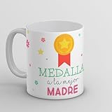 Crealotodo Taza Blanca con Diseño 'Medalla a la Mejor Madre', Regalo Día de la Madre