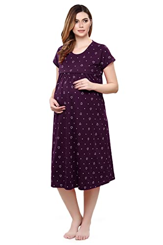 TIGYWIGY-Womens-Cotton-Printed-Knee-Length-MaternityFeedingNursing-Nighty