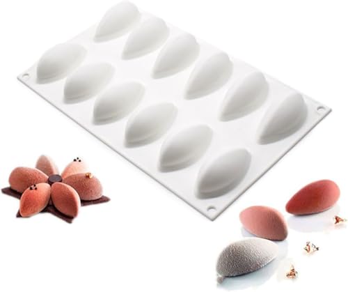 AFINSEA 3D Quenelle Silicone Mold for Baking Mousse Cake, Fruit French Dessert, Pastry, Chocolate, Pudding, Jelly, Ice Cream Cake Decoration Mold