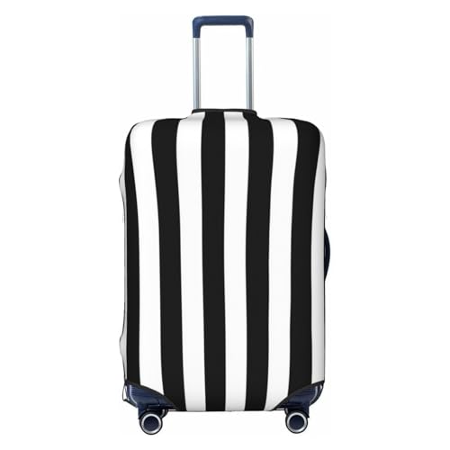 Black And White Stripe Pattern Elastic Travel Luggage Covers Dustproof Scratch-Resistant Suitcase Protector Fit 22-24 Inch