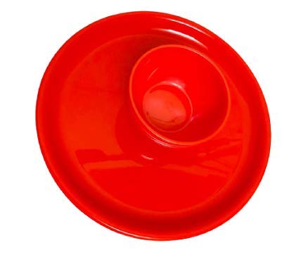Image of Plastic Unbreakable Round Microwave Safe Full Dinner Plate & Bowl Set (4 Plates & 4 Bowls)- Cherry Red