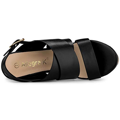 Allegra K Women's Wood Wedges Platform Black Wedge Sandals - 7 M US