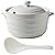 FENNVV White Soup Tureen with Lid, Ceramic Double Handle Soup Serving Bowl with Ladle White Porcelain Round Tureen Bowls for Restaurant Home Kitchen Decoration,2.2L