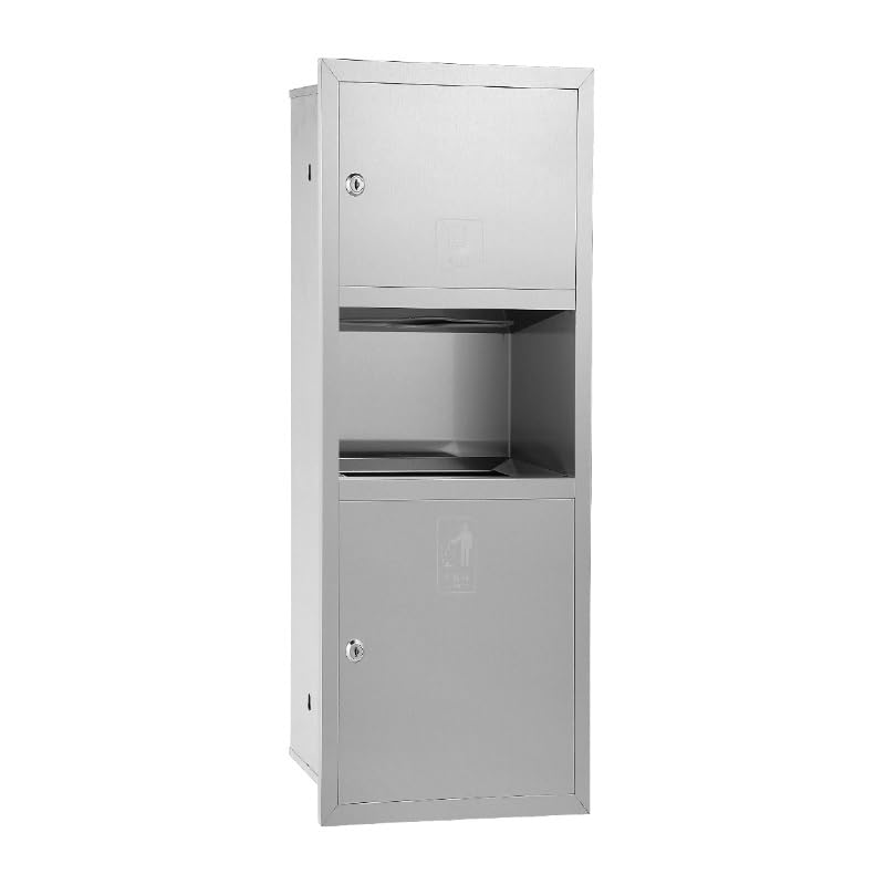 Distributore di carta igienica, cestino per rifiuti, nicchie per carta igienica in acciaio inox commerciale, contenitore per rifiuti a parete, organizzatore per bagni pubblici di hotel (31x75x12 cm)