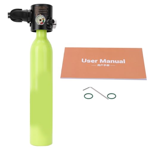 Toeponeer Respiratore per immersione con bombola d'aria per bombola di ossigeno S307 da 0,5 l con manometro per attrezzatura per la respirazione per lo snorkeling (Verde)