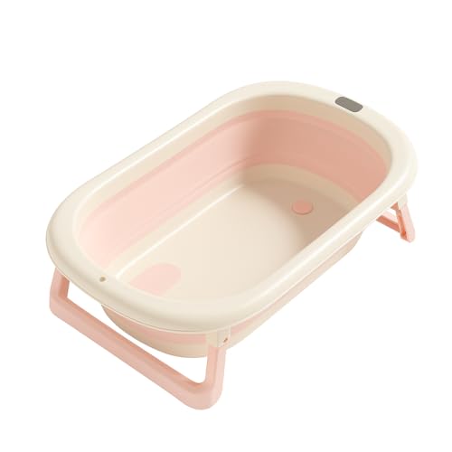 Image of Baby Bath Tub with Bath Chair | Anti Slip Bathtub with Folding Bathing Support | Baby Bath Seat /Sling with Non Slip Suction Base for Babies (Pink White)