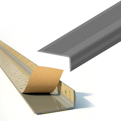 L字型 ゴム製 階段エッジプロテクター、防水階段滑り止めマット 階段滑り止めストリップ、1.2/1.4/1.5/1.8M 見切り材 耐候性 耐摩耗性 頑丈で耐久性のある階段ストリップ、L型ステップエッジトリムストリップ、屋内屋外タイルウッドメタル階段用安全