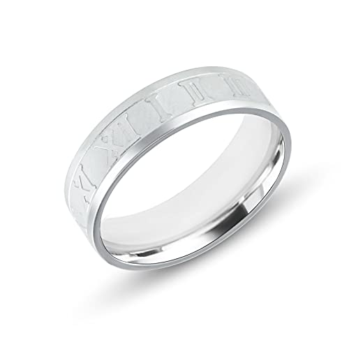 Anellissimo Bague alliance chiffres romains homme femme acier 316L -, Acier inoxydable