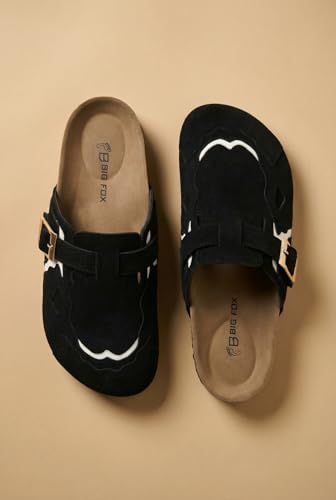 Image of Big Fox Men's Cork Footbed Clogs with Adjustable Buckle | Closed-Toe Comfort Sandals | Slip-On Casual Wear