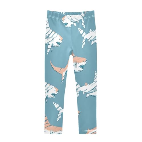 Toddler Girls Leggings Printed Yoga Pants Leggings Striped Shark for Kids