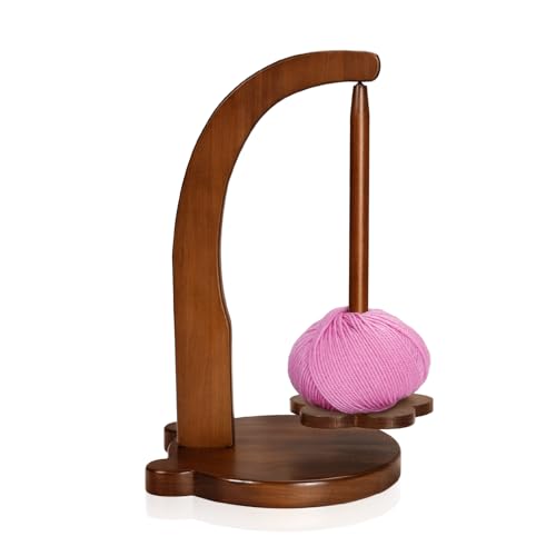 HanaWood Yarn Holder for Knitting and Crocheting,Crochet Gift for Knitting Lovers,Wooden Yarn Spinner for Crocheting,yarn ball holder for knitting