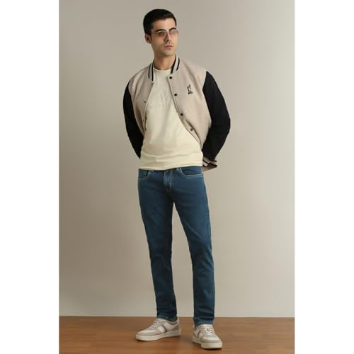 Image of Peter England Men Blue Mid Wash Jeans