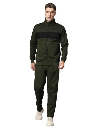 Image of CHKOKKO Track Suit For Man High Neck Winter Tracksuit Men Full Zip Jacket With Elastic Waist Lower And Soft Sports Activewear Set For Gym Running And Casual Use