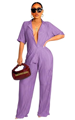 KEYUFANG 90s 2 Piece Outfits for Women Trendy Short Sleeve