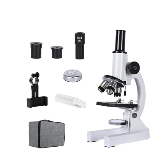 Microscope Zoom 640X 1280X 2000X HD Biological Microscope Monocular Student Education Laboratory w/LED Light Phone Holder Electronic Eyepiece(Package6(40X-1280X))