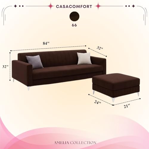 Image of Amelia Rich 5 Seater L Shape Sofa Set with Movable Ottoman | Flexible Layout | Spacious Soft Touch Seating | Modern Sofa for Living Room (Dark Brown)