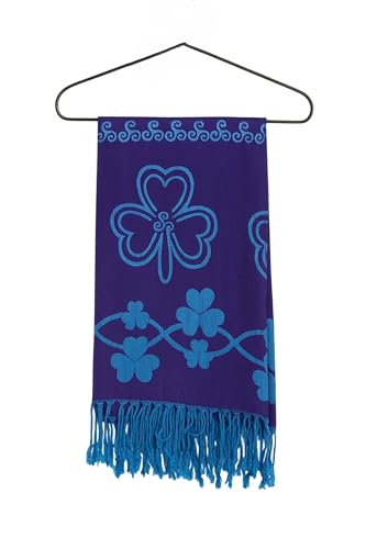 Triskelions Pashmina Scarf Shamrock Silk and Cotton Blend Irish Gift St Patrick's Day L 72