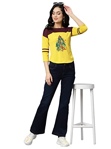 Image of OM SAI LATEST CREATION Women's New 3D Printed Lycra 3 /4 Sleeve Regular Fit Office wear,Casual wear Western Top