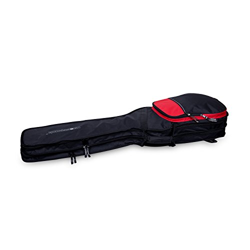 Image of Crossrock CRSG106DBBR Double 2x Bass Guitar Gig Bag -With Padded Adjustable backpack Straps, Black /Red