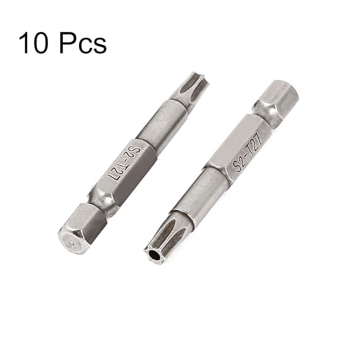 Image of uxcell 1 /4-inch x 5mm T27 S2 Steel Torx Security Screwdriver Bits 10pcs