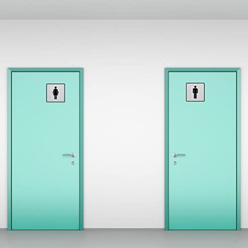 Image of CVANU Silver Acrylic MEN-WOMEN Self-Adhesive Sign Board for Office /Hospital /Cafe Sign Board (set of 2) c75