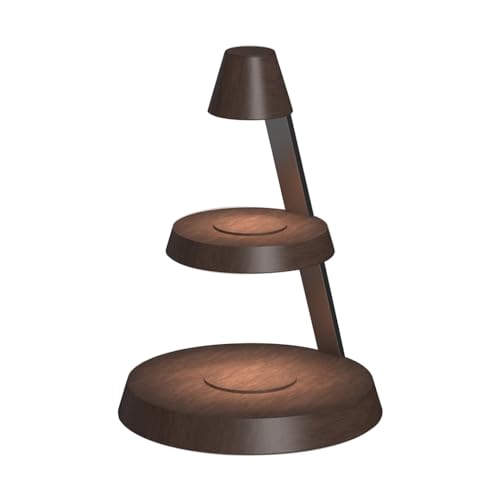 Odpaltoy Magnetic Wireless Charger 3 in 1 Tower Standing Upright Double Layer Night Light High-Power Convenient Compatible with Cellphones/Wireless Earbuds/Apple Watch (Wood Grain Style)