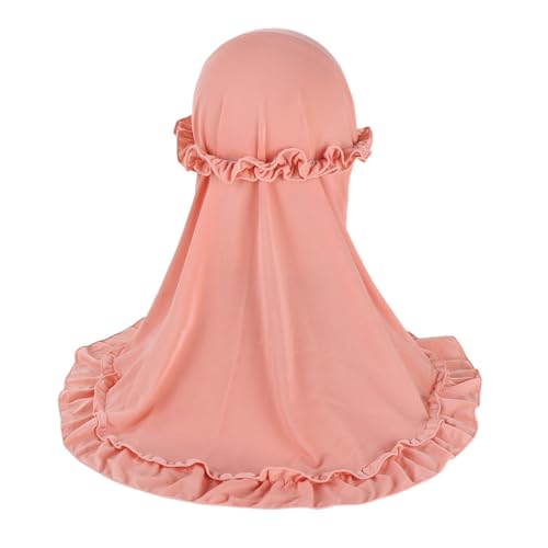 Girls Amira Muslim Islamic Instant Hijab Ruffle Edge One Piece Headscarf Shawl Wrap Turban Caps for 2-6 Years3